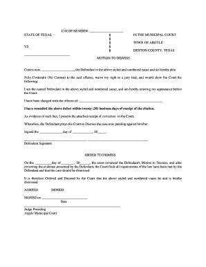Motion to Dismiss Form