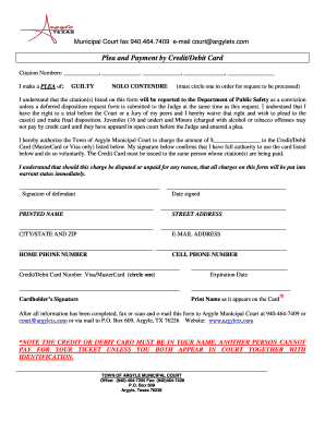 Plea and Payment by Credit/Debit Card
