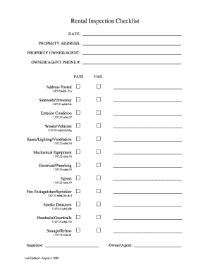 Rental Inspection Checklist