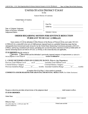 Order Regarding Motion for Sentence Reduction