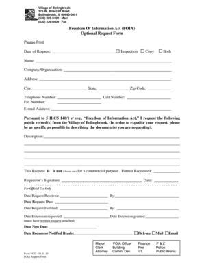 Freedom Of Information Act Request Form