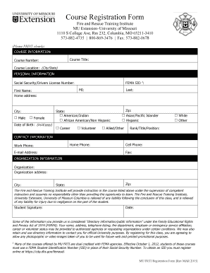 Fire and Rescue Training Course Registration Form