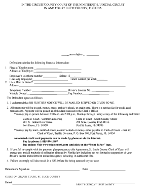 Florida Civil Traffic Partial Payment Agreement