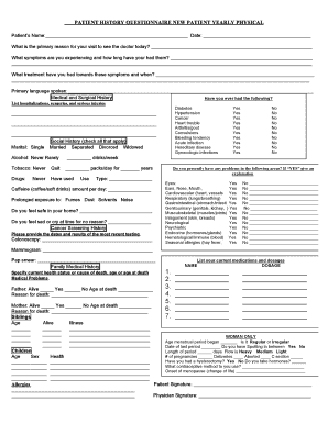 Patient History Questionnaire