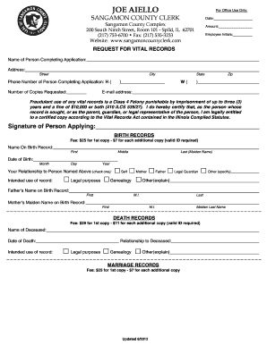 Sangamon County Vital Records Request Form