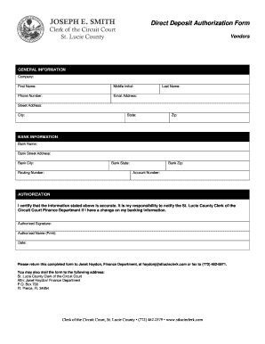 Direct Deposit Authorization Form