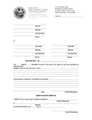 Florida Small Claims Motion Form