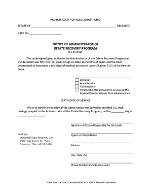 Notice to Administrator of Estate Recovery Program