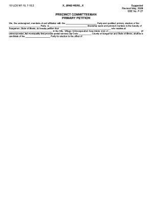 Illinois Precinct Committeeman Primary Petition