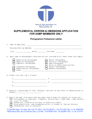 Supplemental Errors & Omissions Application