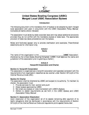 USBC Local Association Bylaws Template