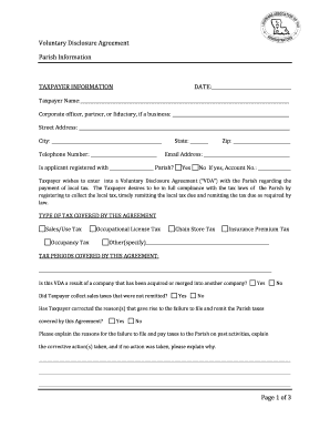 Voluntary Disclosure Agreement