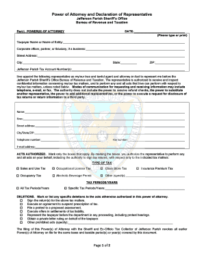 Power of Attorney for Jefferson Parish Tax Matters