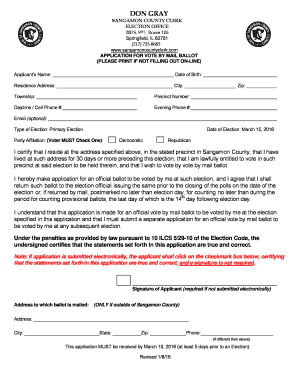 Illinois Vote by Mail Ballot Application