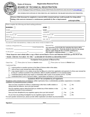 Arizona Registration Renewal Form