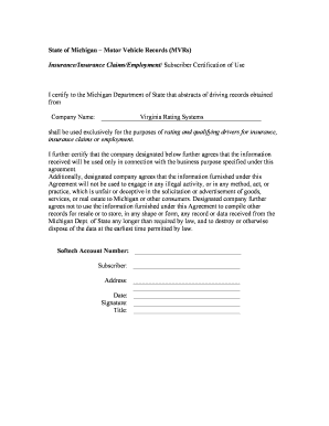 Michigan Motor Vehicle Records Certification