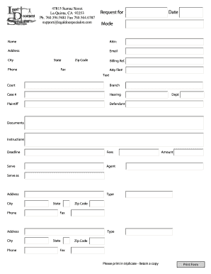 California Court Document Request Form