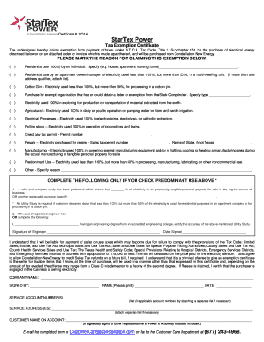 Texas Tax Exemption Certificate