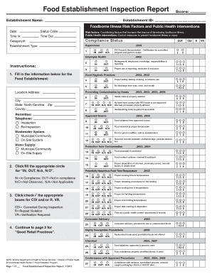 North Carolina Food Establishment Inspection Report
