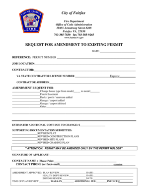 Request for Amendment to Existing Permit