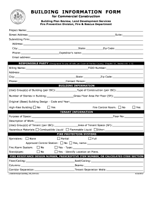 Building Information Form for Commercial Construction