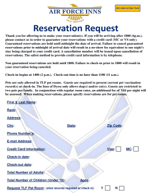 Hotel Reservation Request Form