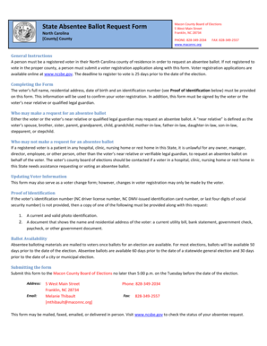 North Carolina Absentee Ballot Request Form