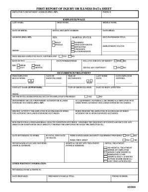 First Report of Injury or Illness