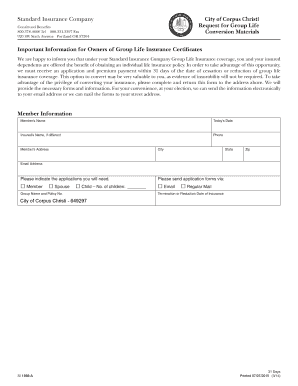 Group Life Insurance Conversion Request