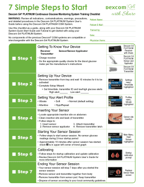 Dexcom G4 PLATINUM Training Checklist