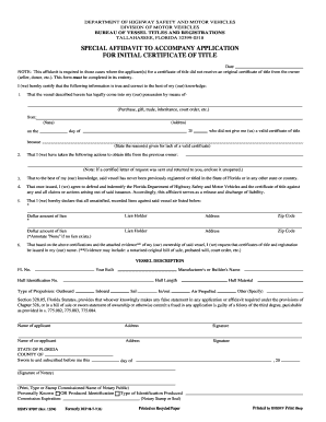 Florida Vessel Title Affidavit