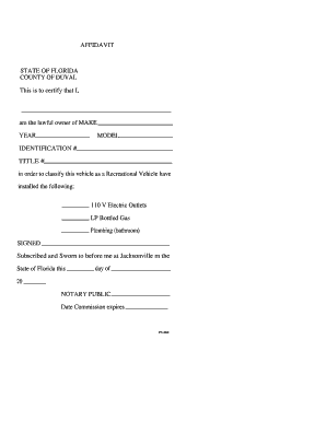Florida Recreational Vehicle Affidavit