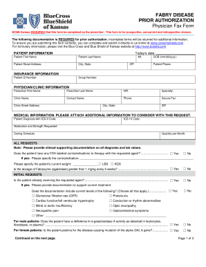 Fabry Disease Prior Authorization Form