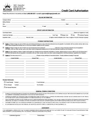 Credit Card Authorization Form