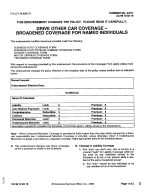 Commercial Auto Drive Other Car Coverage Endorsement