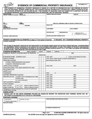 Evidence of Commercial Property Insurance