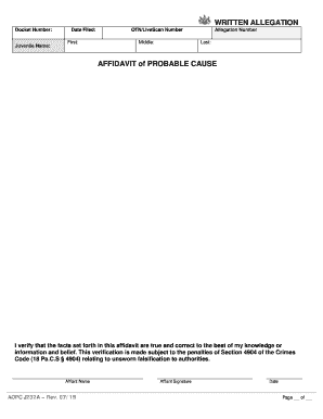 Affidavit of Probable Cause