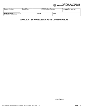 Affidavit of Probable Cause Continuation
