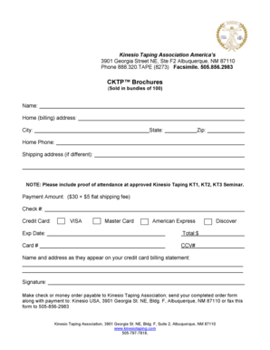 Kinesio Taping Brochure Order Form