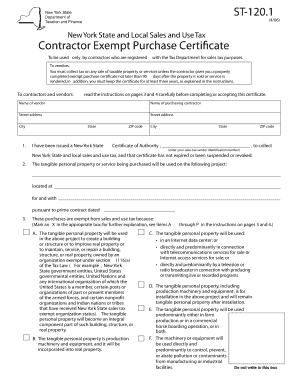 New York State Contractor Exempt Purchase Certificate