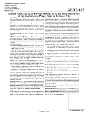 Connecticut CERT-127 Exempt Purchases Certificate
