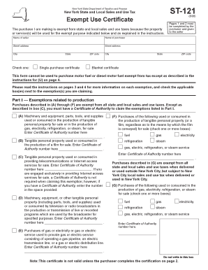 New York Exempt Use Certificate