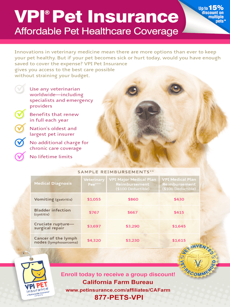 Fillable Online Up to 15 VPI Pet Insurance discount on multiple pets