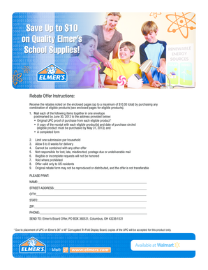 Elmer's School Supplies Rebate Form