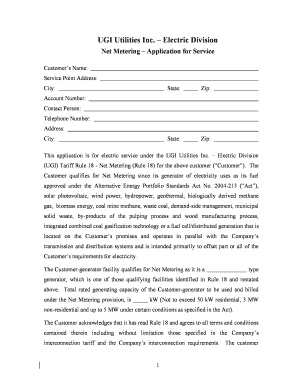 UGI Net Metering Application