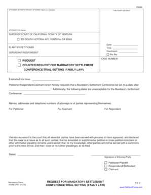 Request for Mandatory Settlement Conference