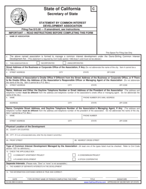 California Common Interest Development Statement