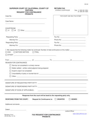 California Request for Continuance Form