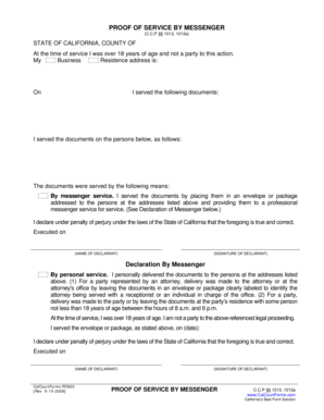 Proof of Service by Messenger