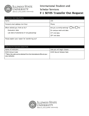F-1 SEVIS Transfer Out Request Form